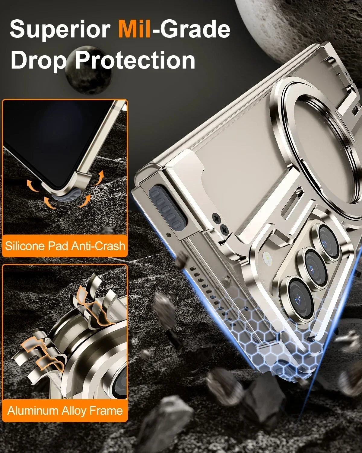 Z Fold 6 Frameless Aluminium Magnetic Protective Cover