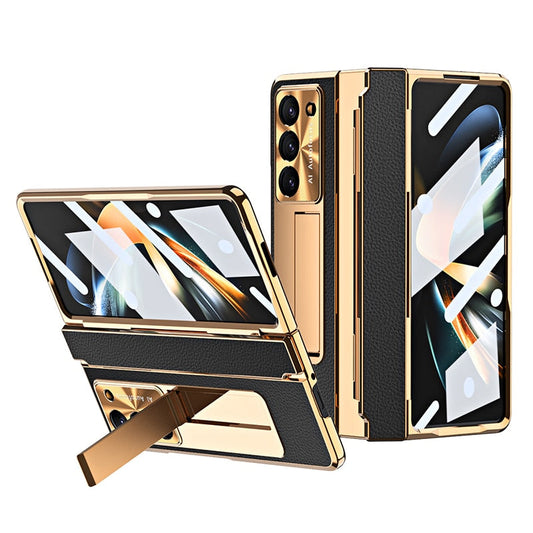 Plating Leather Texture Case for Samsung Galaxy Z Fold Series
