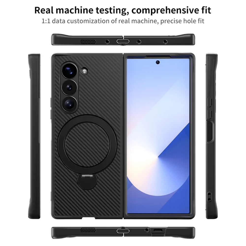 Magnetic Carbon-Texture Wireless Charging Case for Samsung Galaxy Z Fold Series