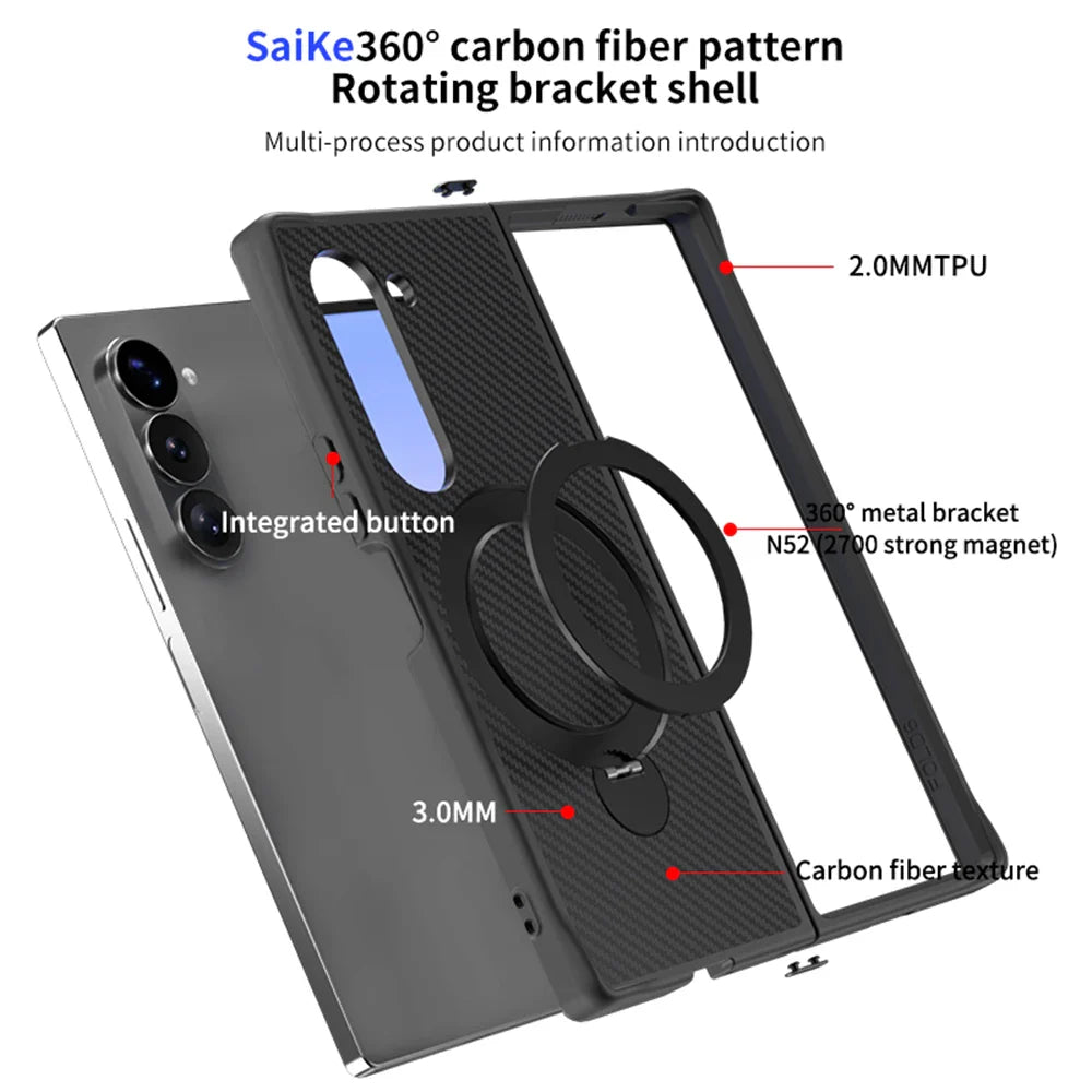 Magnetic Carbon-Texture Wireless Charging Case for Samsung Galaxy Z Fold Series