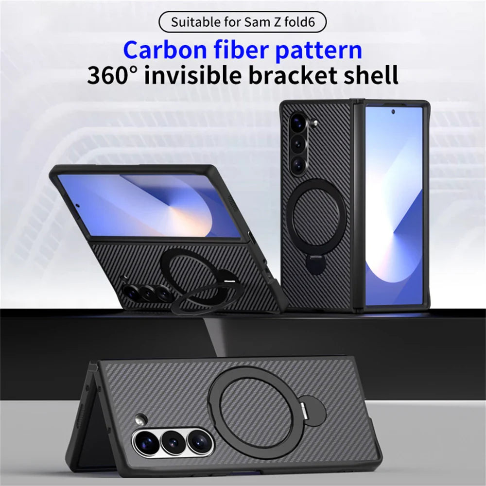 Magnetic Carbon-Texture Wireless Charging Case for Samsung Galaxy Z Fold Series