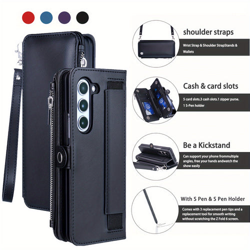 Z Fold 6 Wallet Case with S Pen Holder & Card Slots