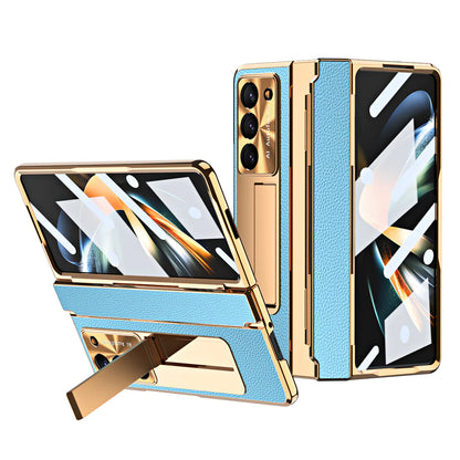 Plating Leather Texture Case for Samsung Galaxy Z Fold Series