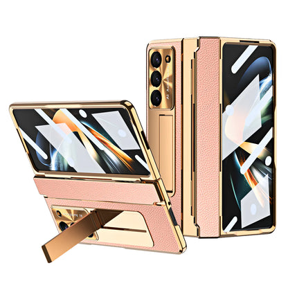 Plating Leather Texture Case for Samsung Galaxy Z Fold Series