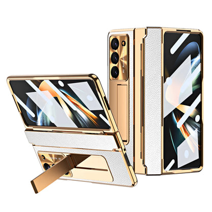 Plating Leather Texture Case for Samsung Galaxy Z Fold Series