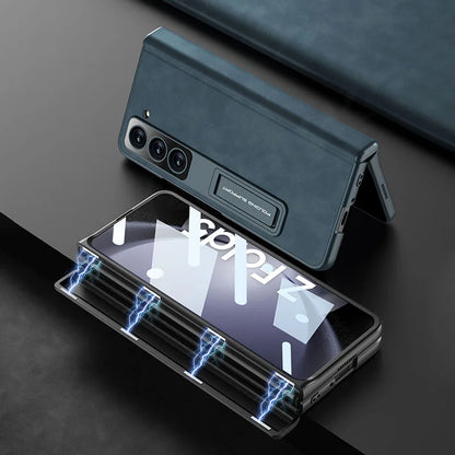 Elegant Matte Leather Shockproof Case for Galaxy Z Fold 5