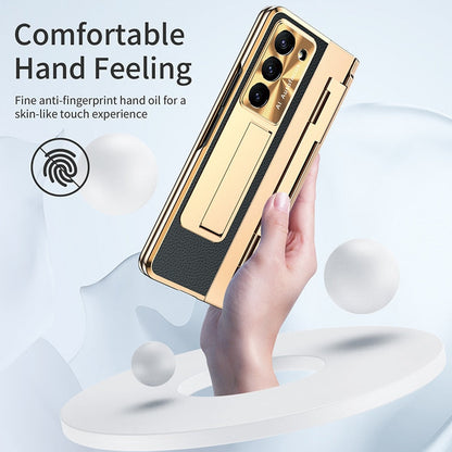 Plating Leather Texture Case for Samsung Galaxy Z Fold Series