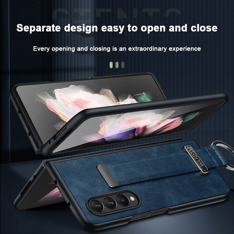 Slim Leather Case with Wristband & Kickstand for Samsung Galaxy Z Fold 5