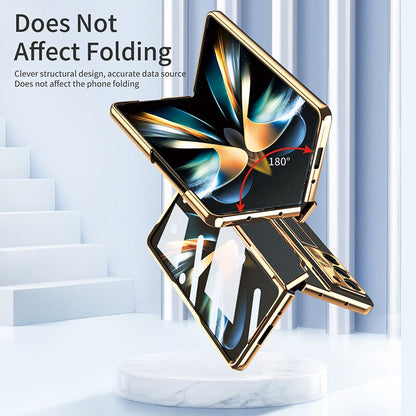 Plating Leather Texture Case for Samsung Galaxy Z Fold Series