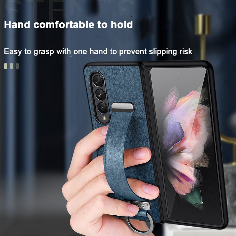 Slim Leather Case with Wristband & Kickstand for Samsung Galaxy Z Fold 5