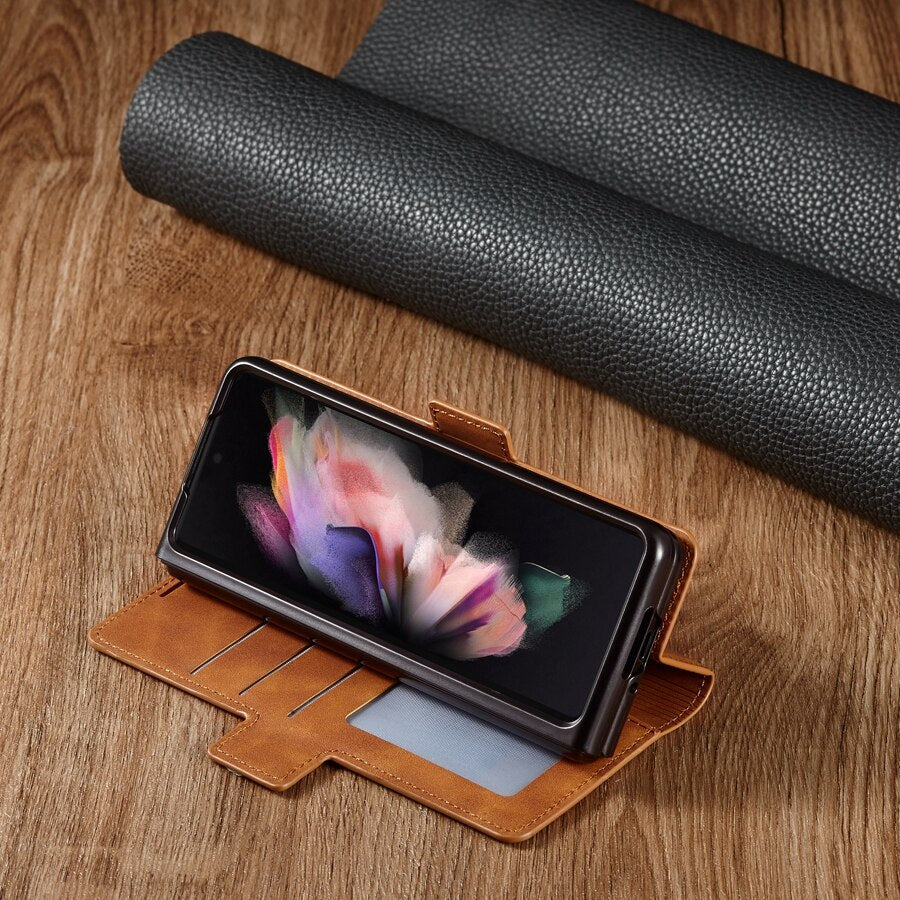 Magnetic Wallet Leather Business Case for Samsung Galaxy Z Fold 5