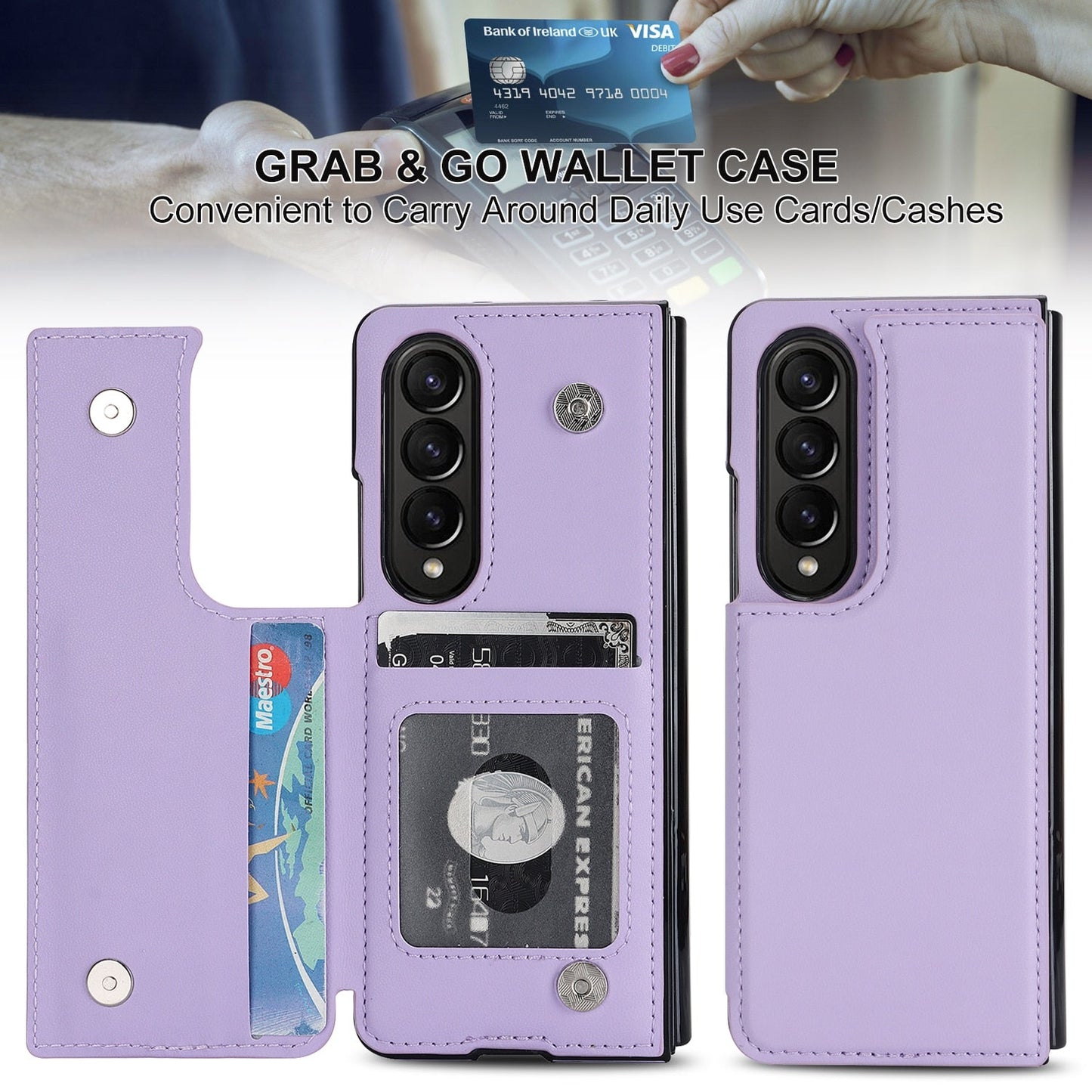 Double Magnetic Button Wallet Case for Samsung Galaxy Z Fold 5