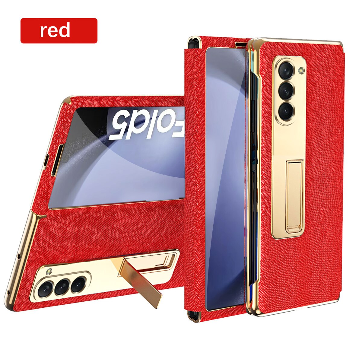 Genuine Leather Stand Flip Case for Samsung Galaxy Z Fold 5
