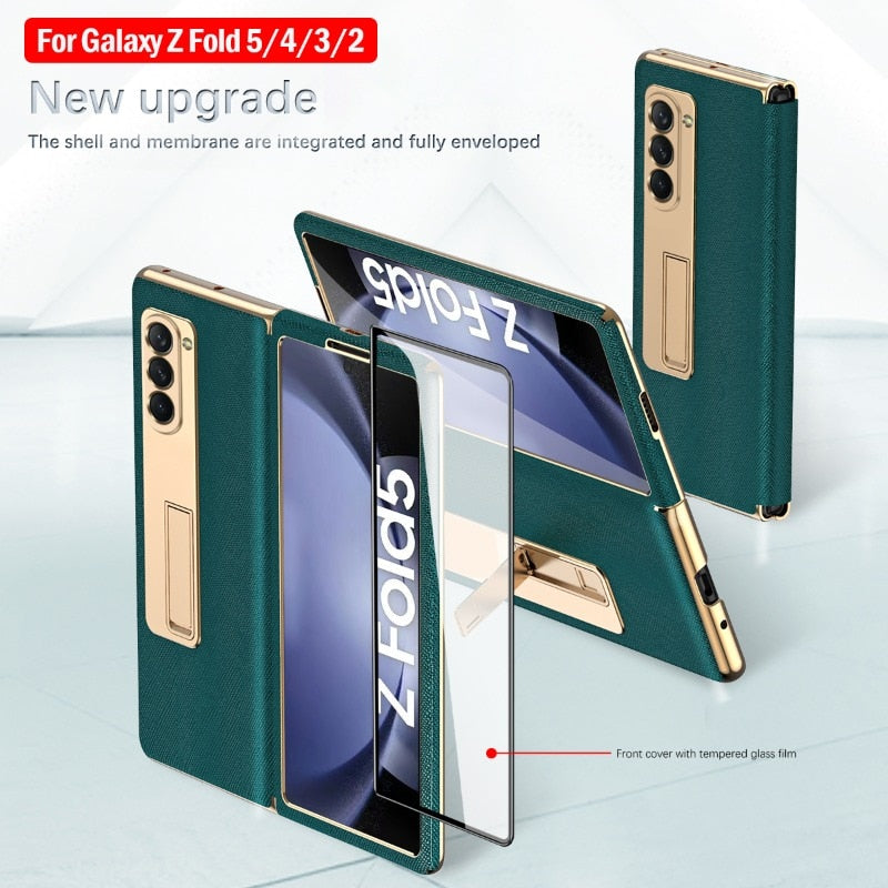 Genuine Leather Stand Flip Case for Samsung Galaxy Z Fold 5