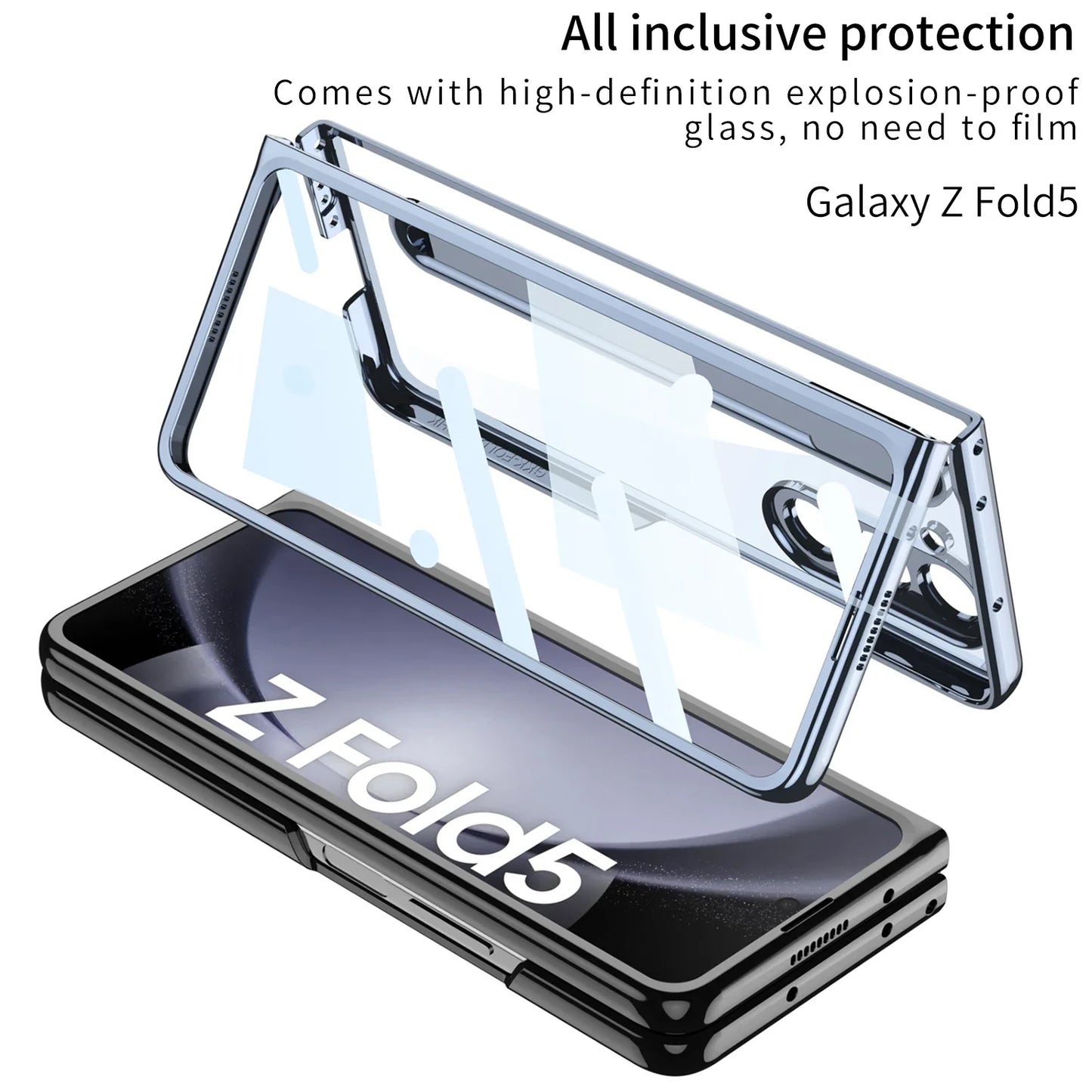 Luxury Plated Clear Case with S Pen Holder for Galaxy Z Fold 5