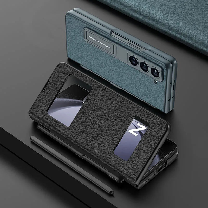 Leather Flip Case for Galaxy Z Fold 5 with Window View