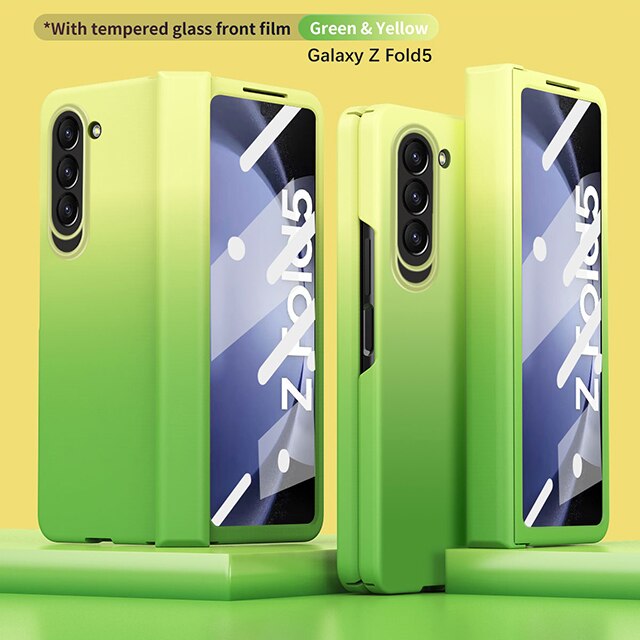 Gradient Color Matte PC Case with Tempered Glass for Samsung Galaxy Z Fold 5