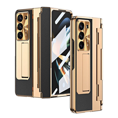 Plating Leather Texture Case for Samsung Galaxy Z Fold Series