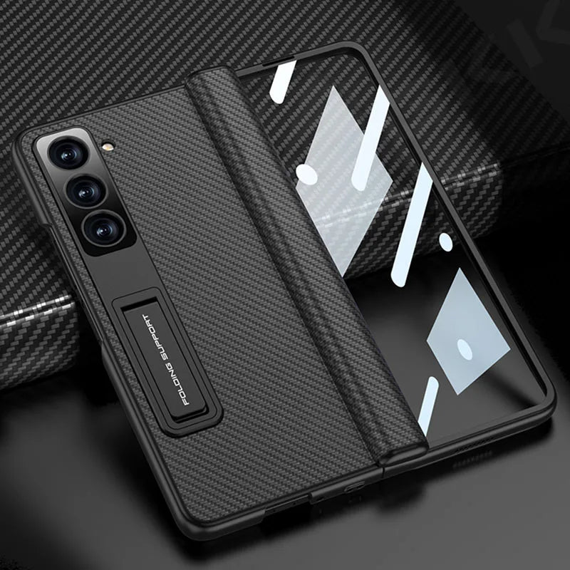 Elegant Matte Leather Shockproof Case for Galaxy Z Fold 5