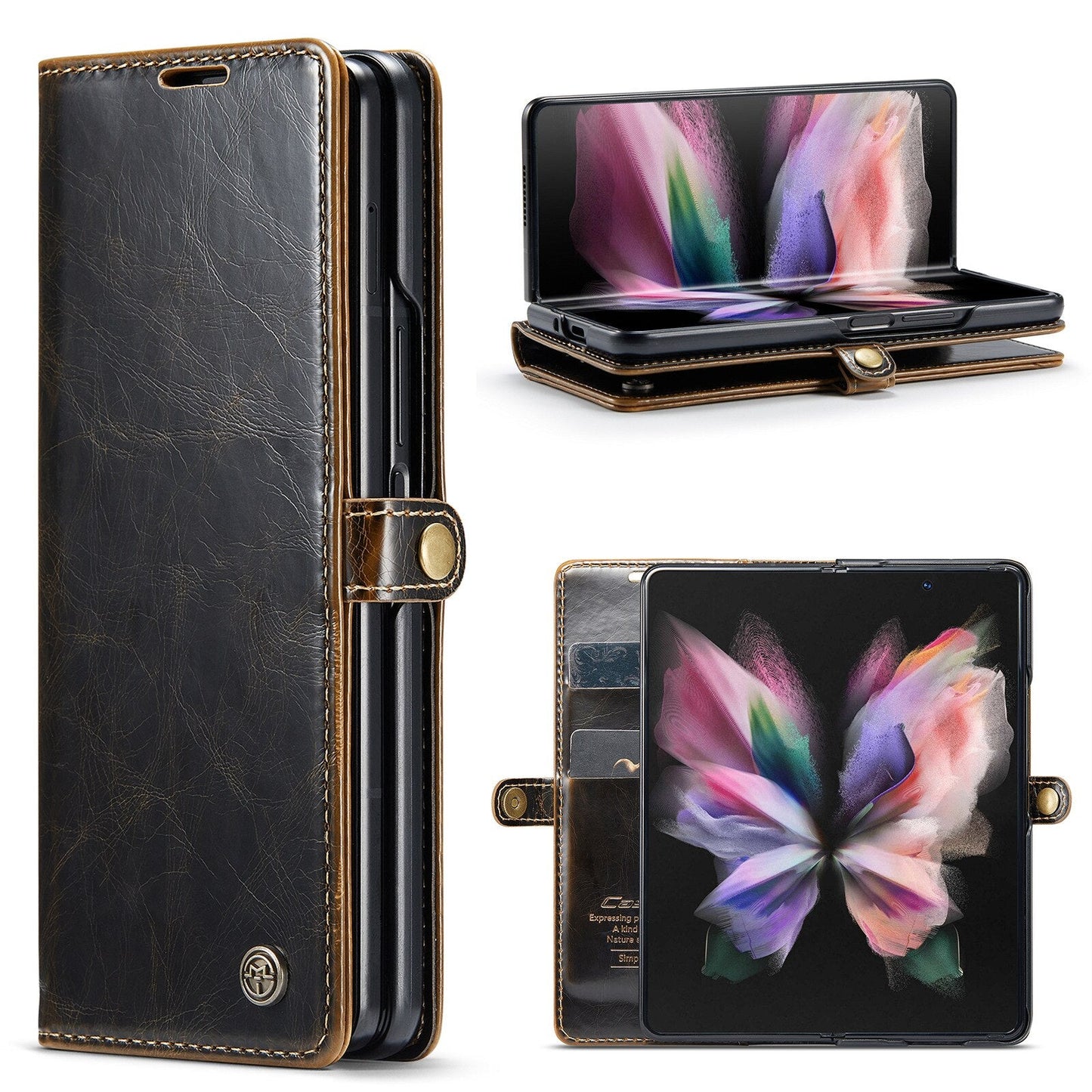 Luxury Leather Kickstand Wallet Case for Samsung Galaxy Z Fold 5