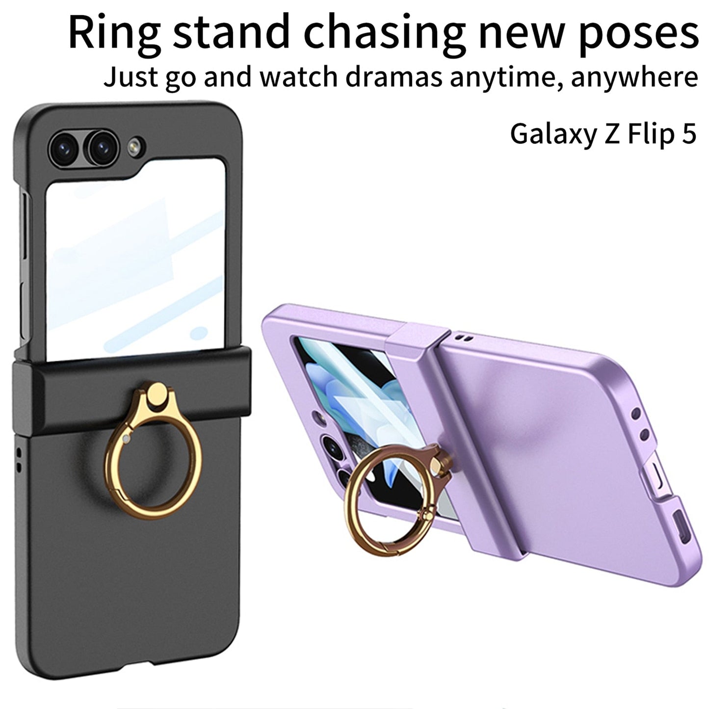 Ultra-Thin Matte Ring Bracket Case for Samsung Galaxy Z Flip 5