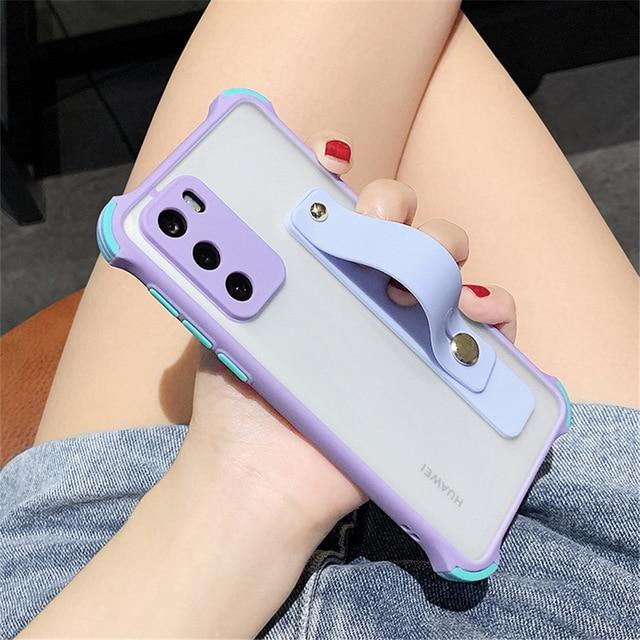 Luxury Matte Stand Holder Clear Phone Case